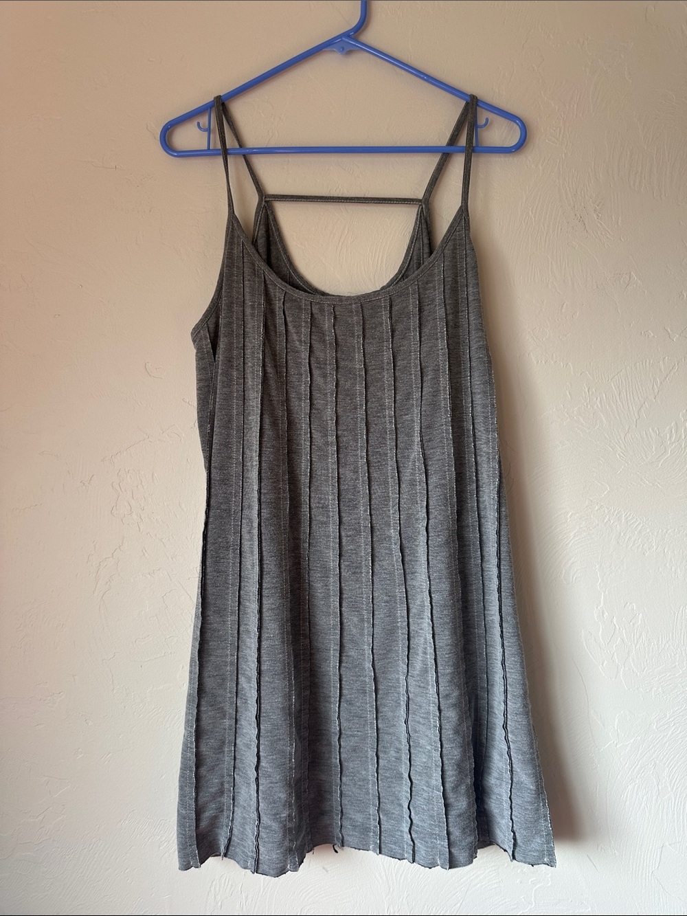 Olive & Oak Gray Ribbed Knit Slip Mini Dress